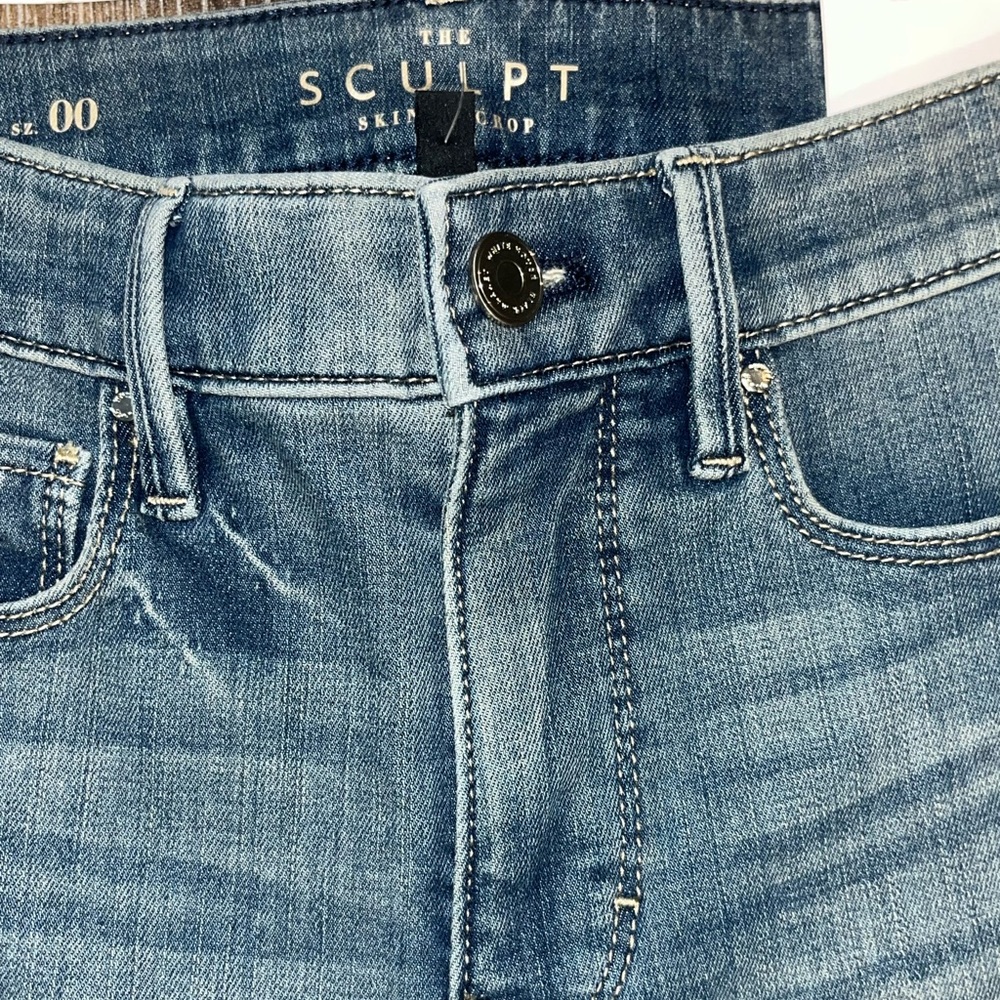 White House Black Market Sculpt Skinny Cropped Jeans High waisted Size 00 Denim - Picture 5 of 11